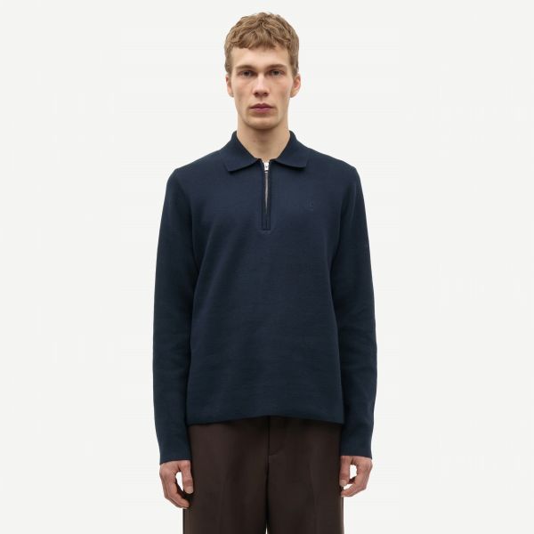 Samsøe Samsøe Saguna Half Zip Longsleeve Polo Navy