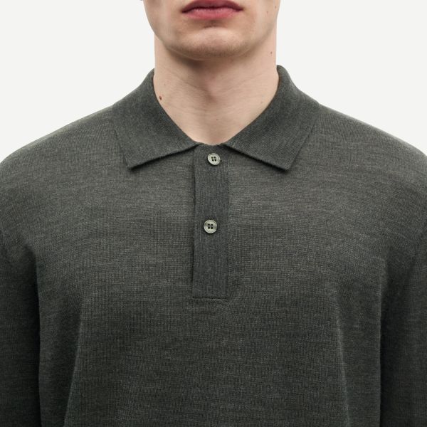 Samsøe Samsøe Sarowan Longsleeve Polo Donker Groen