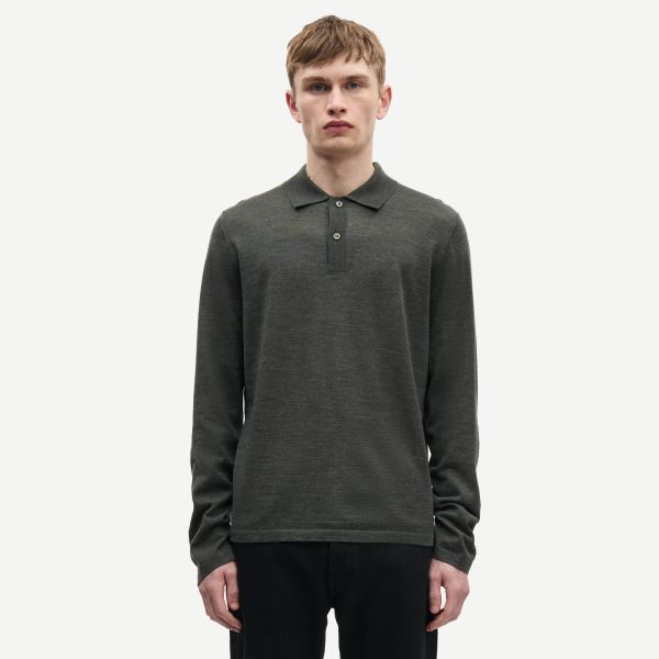 Samsøe Samsøe Sarowan Longsleeve Polo Donker Groen