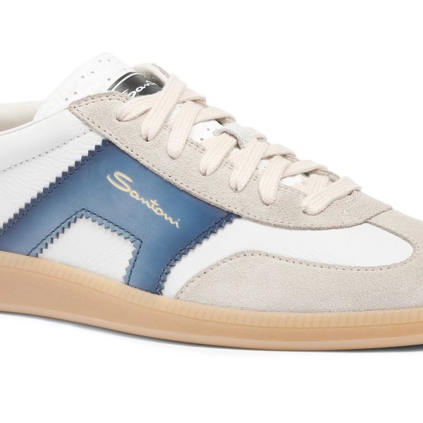 Santoni Double Buckle Signature Olympic Sneaker Wit/Blauw