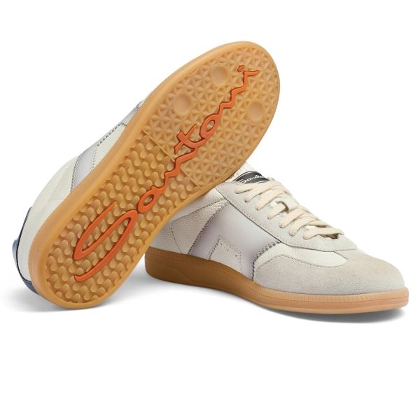 Santoni Double Buckle Signature Olympic Sneaker Wit/Grijs