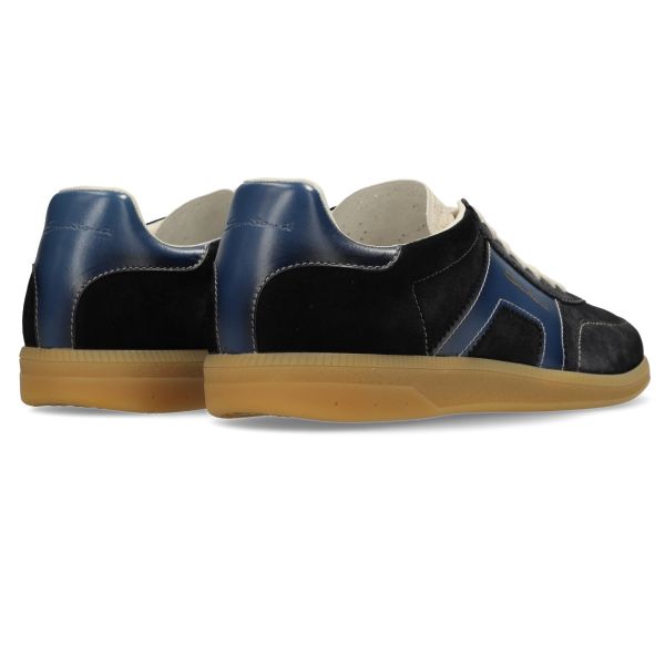 Santoni Double Buckle Signature Olympic Suède Sneaker Navy