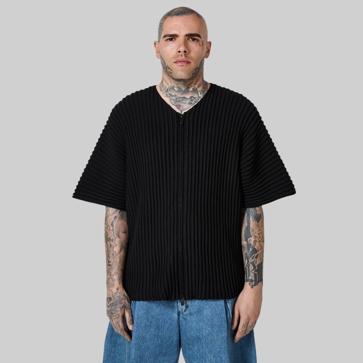 Seventh Rip Knit Kimono Top Zwart