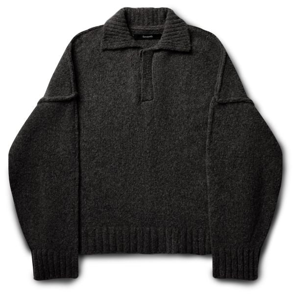 Seventh Wool Knit Polo Sweater Zwart