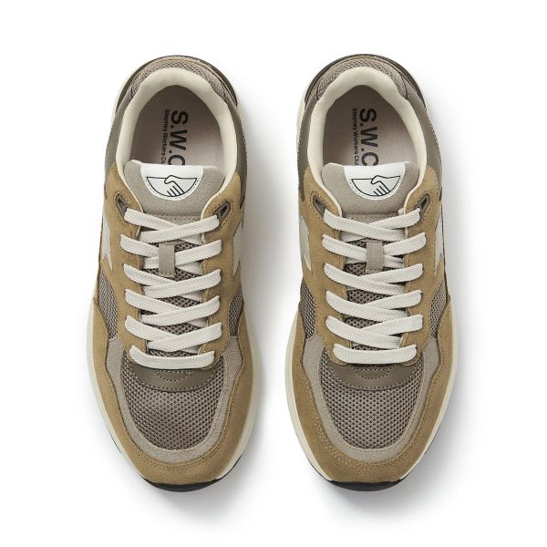 Stepney Workers Club Amiel S-Strike Suede Mix Sneaker Bruin