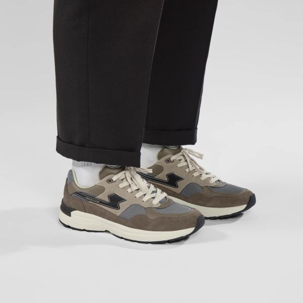 Stepney Workers Club Amiel S-Strike Suede Mix Sneaker Grijs