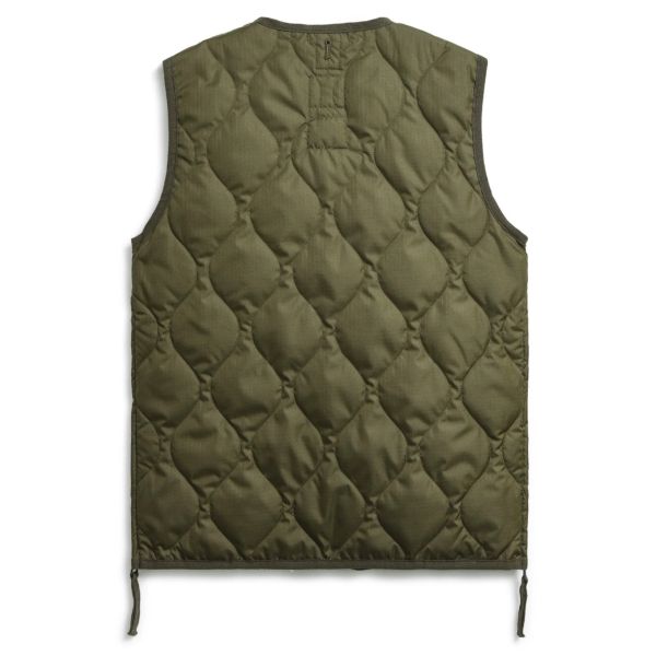 Taion Military Button V Neck Down Vest Donker Groen