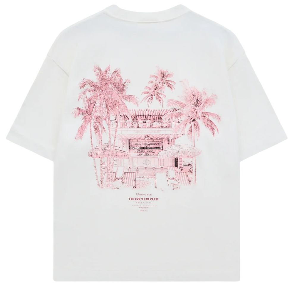 The Couture Club Beach Club Graphic T-shirt Off White/Roze