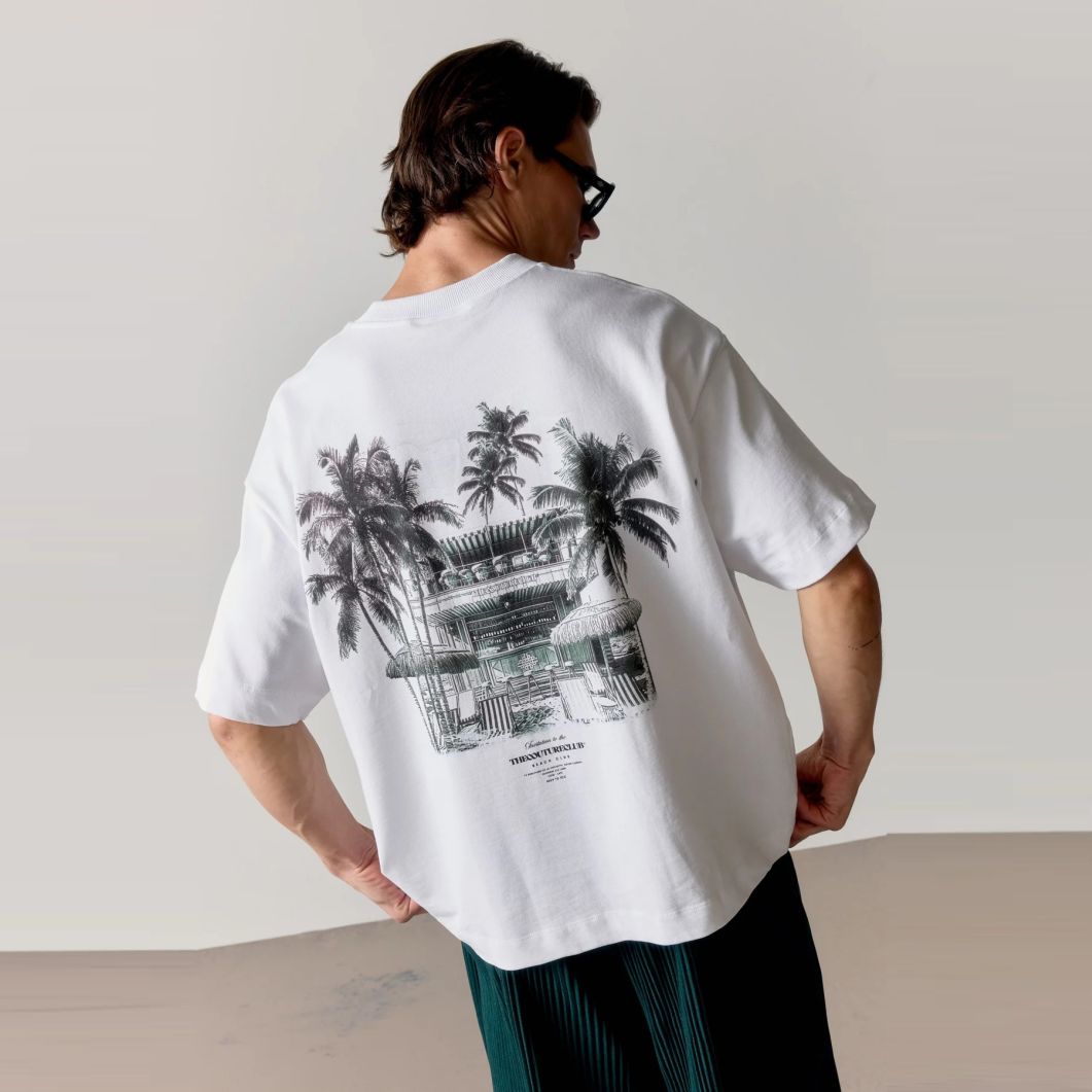The Couture Club Beach Club Graphic T-shirt Wit/Groen