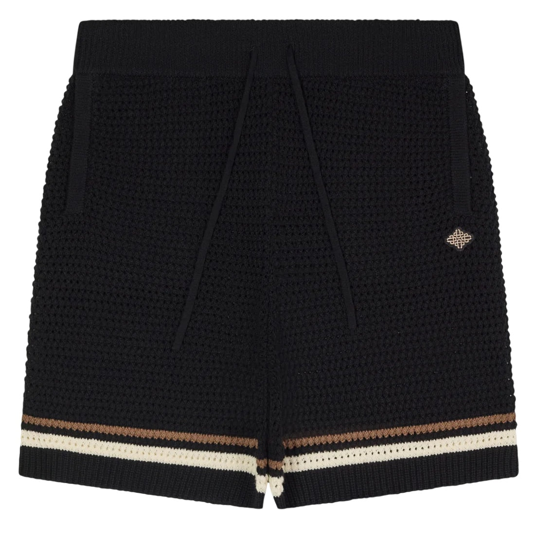 The Couture Club Crochet Knitted Stripe Korte Broek Zwart