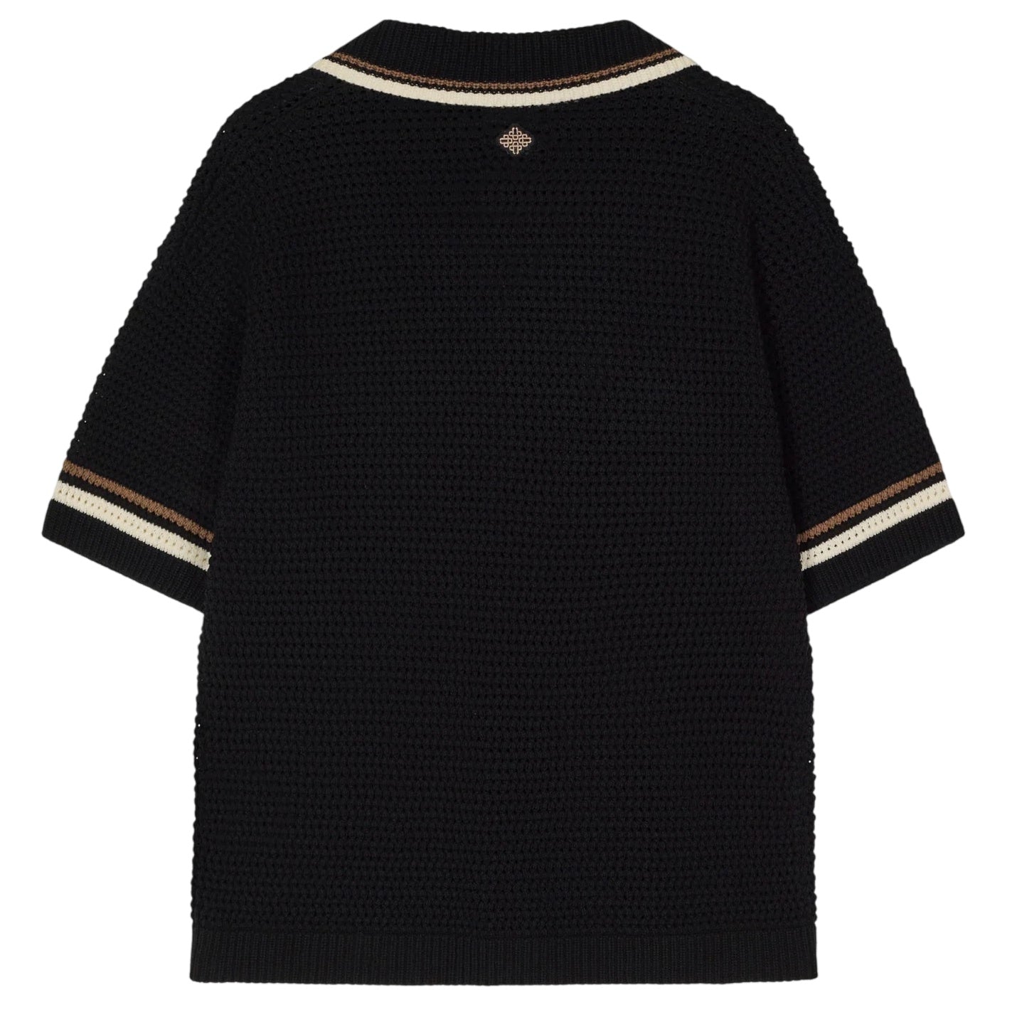 The Couture Club Crochet Knitted Stripe Overhemd Zwart