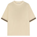 The Couture Club Crochet Knitted Stripe T-shirt Off White