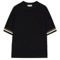 The Couture Club Crochet Knitted Stripe T-shirt Zwart