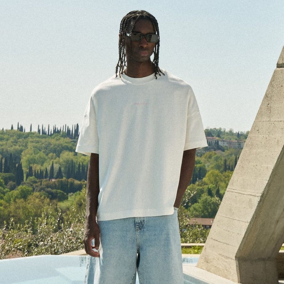 The Couture Club Emblem Slub T-shirt Off White/Roze