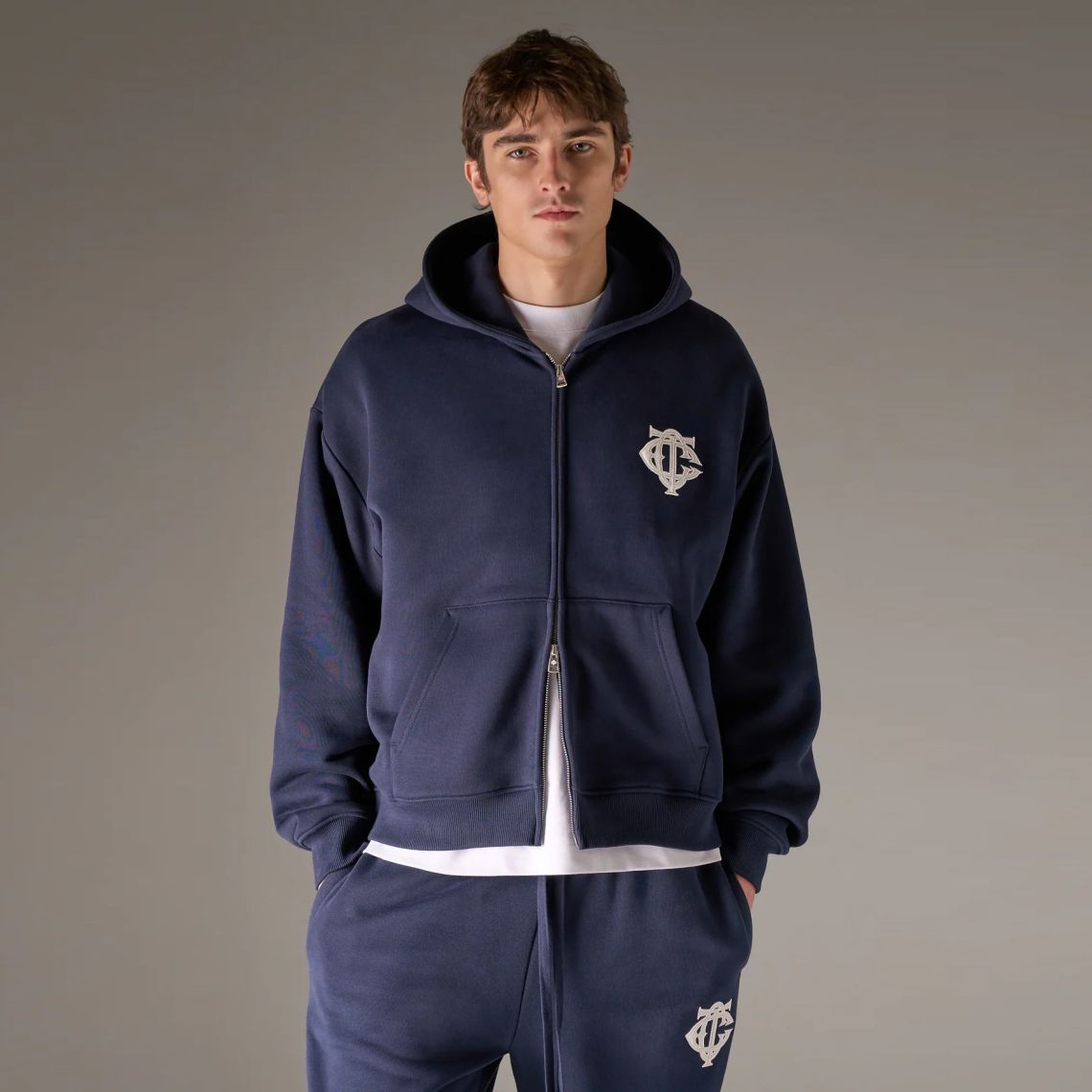 The Couture Club Heavyweight Monogram Applique Emblem Vest Navy
