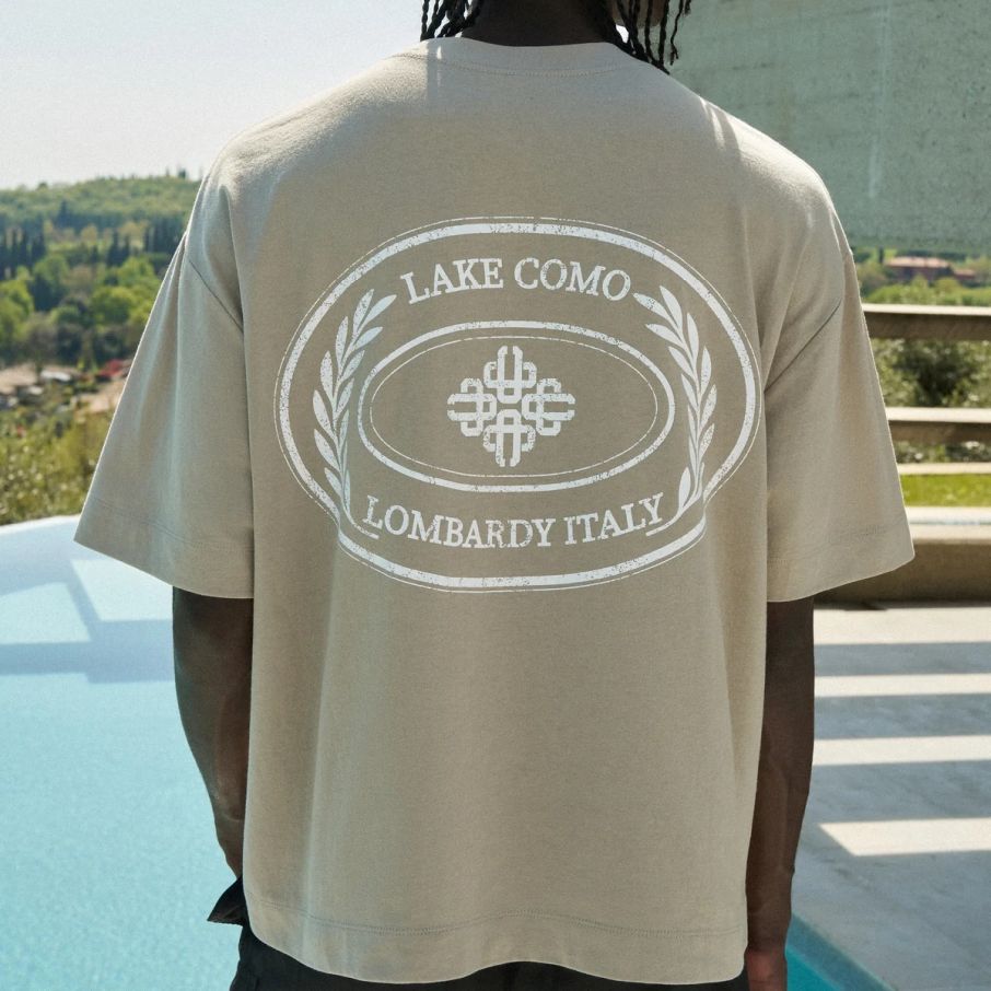 The Couture Club Lake Como Oval Graphic T-shirt Beige