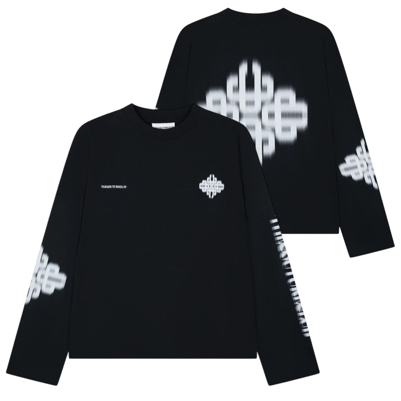 The Couture Club Motion Blurred Emblem Longsleeve T-shirt Zwart