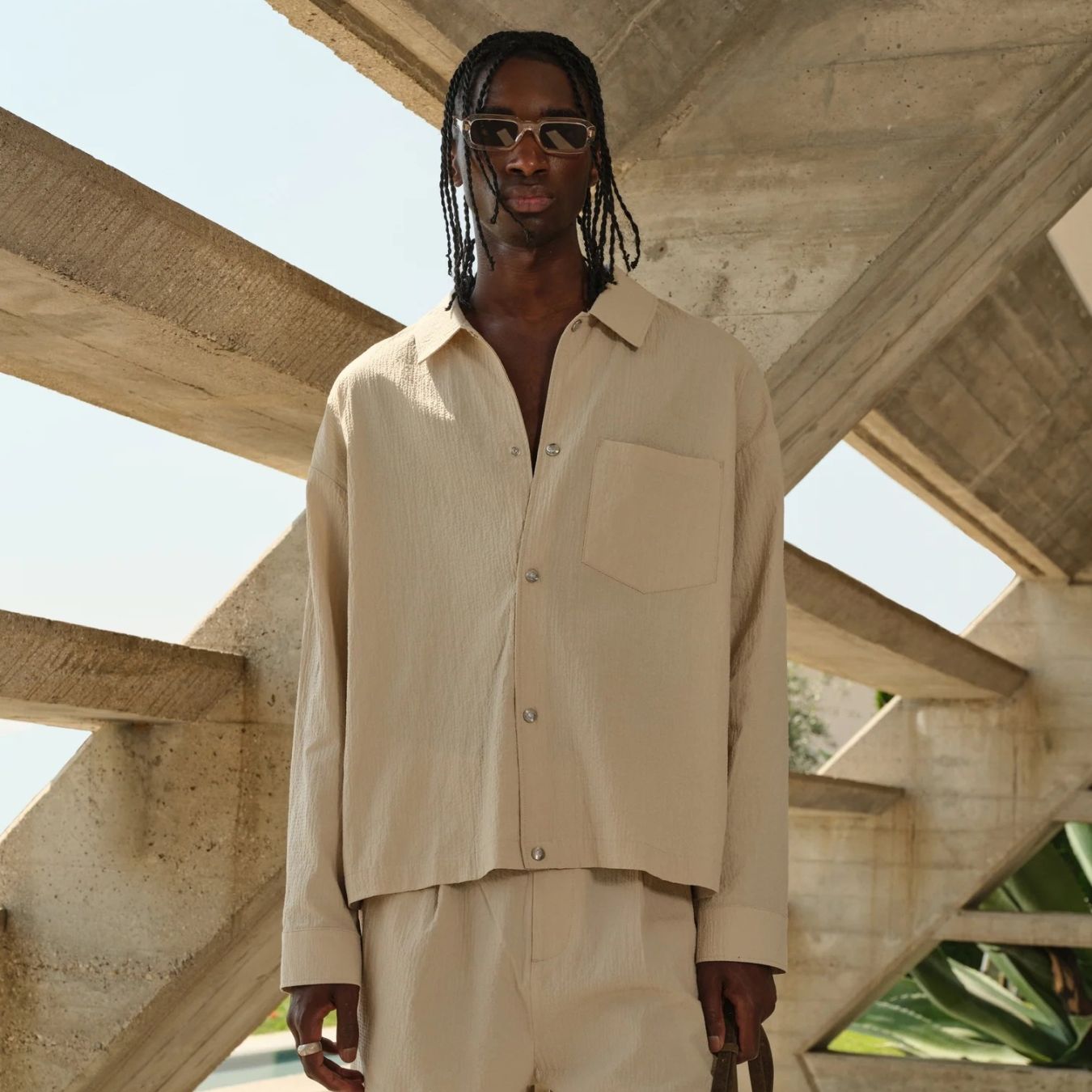 The Couture Club Textured Overhemd Beige