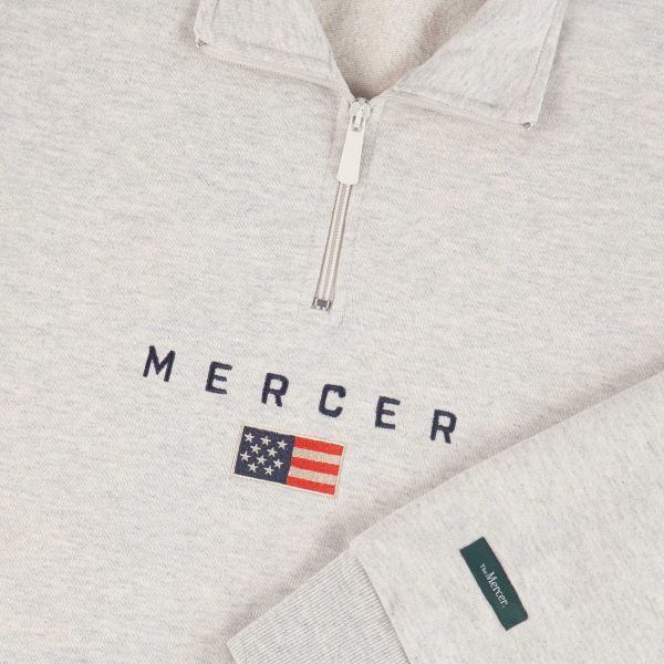 The Mercer Brand Quarter Zip Sweater Grijs