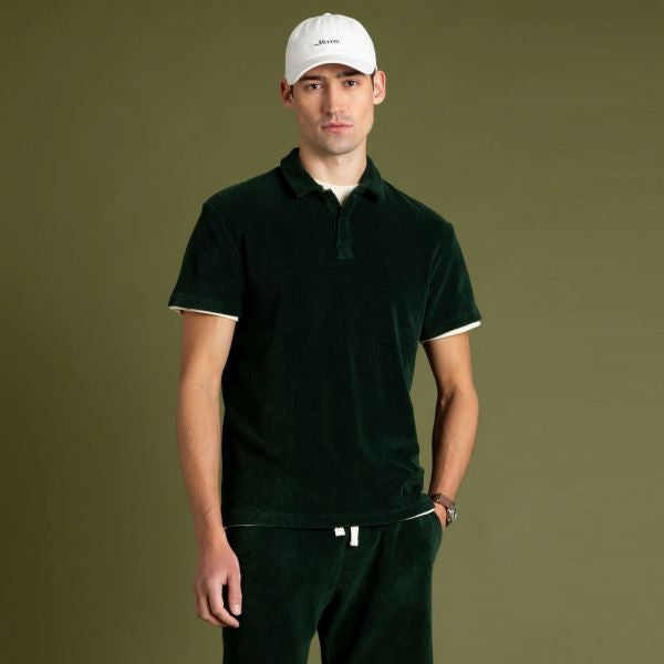 The Mercer Brand Terry Toweling Polo Donker Groen