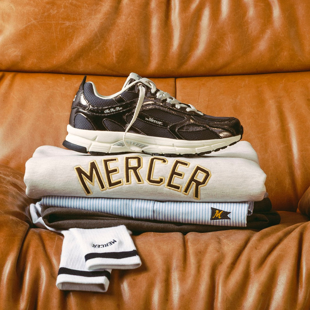 The Mercer Brand The Re-Run Cracked Sneaker Antraciet