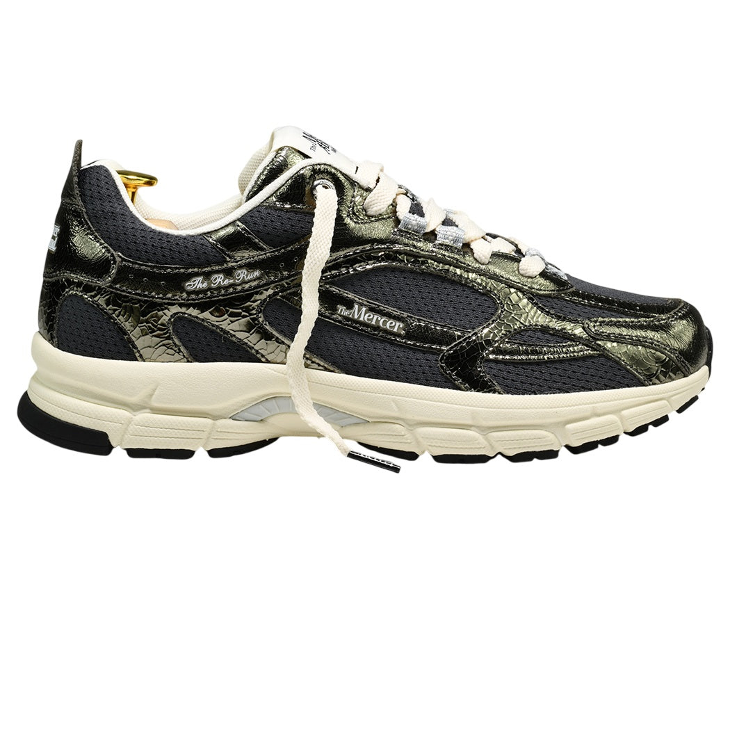 The Mercer Brand The Re-Run Cracked Sneaker Donker Groen