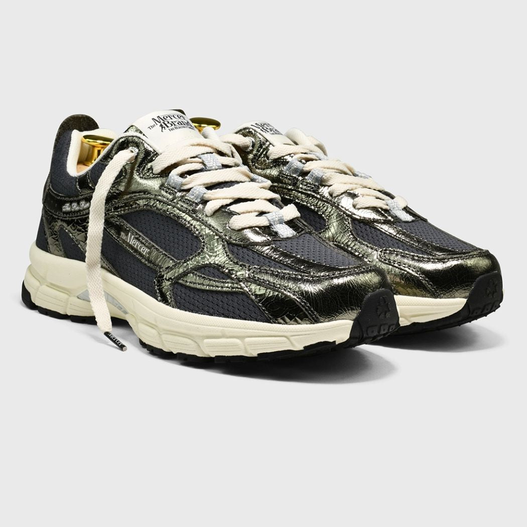 The Mercer Brand The Re-Run Cracked Sneaker Donker Groen