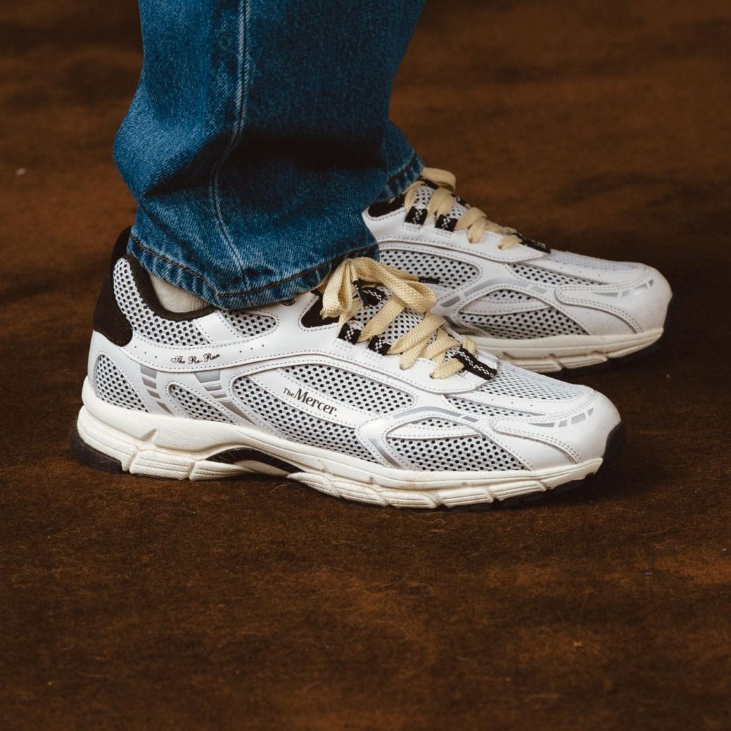 The Mercer Brand The Re-Run Flag Sneaker Wit/Bruin