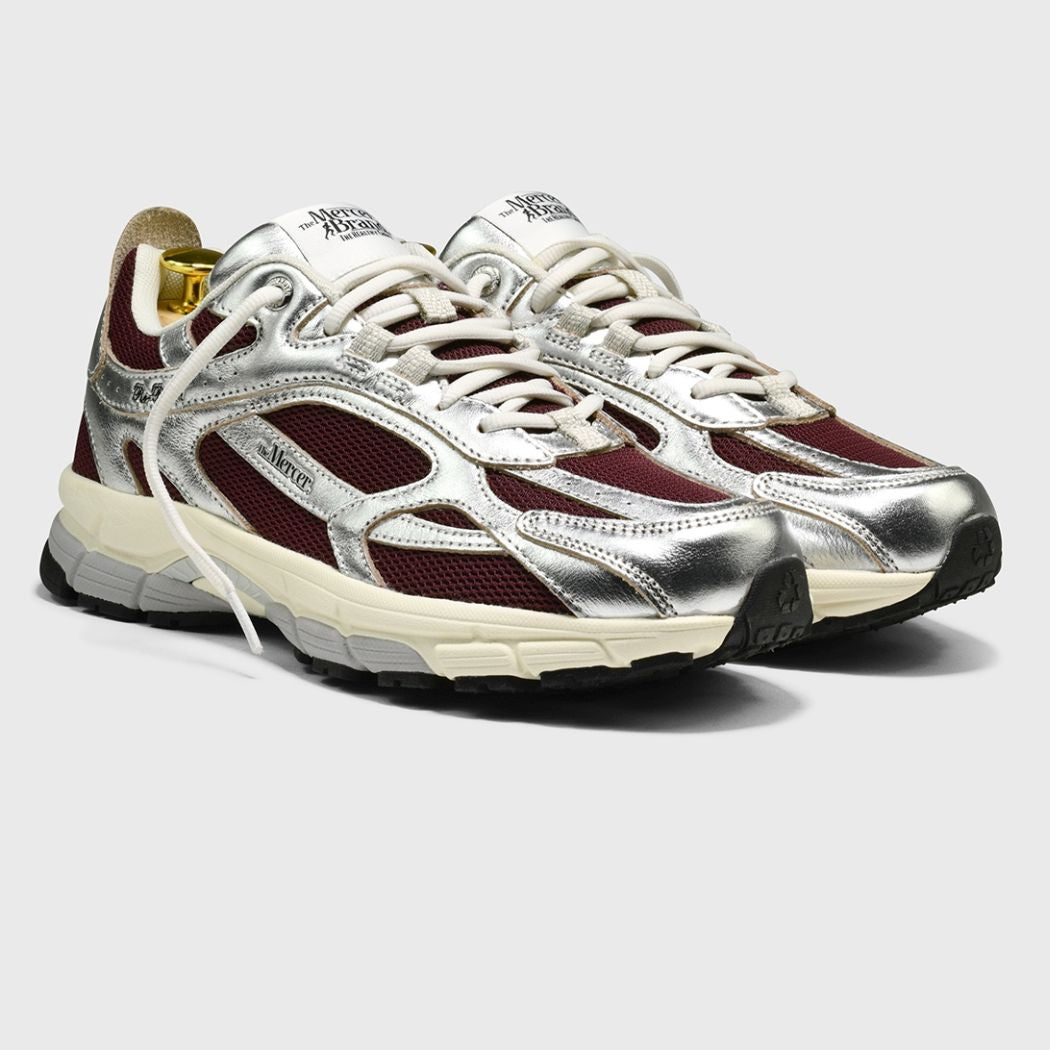 The Mercer Brand The Re-Run Pine Metallic Sneaker Zilver/Bordeaux