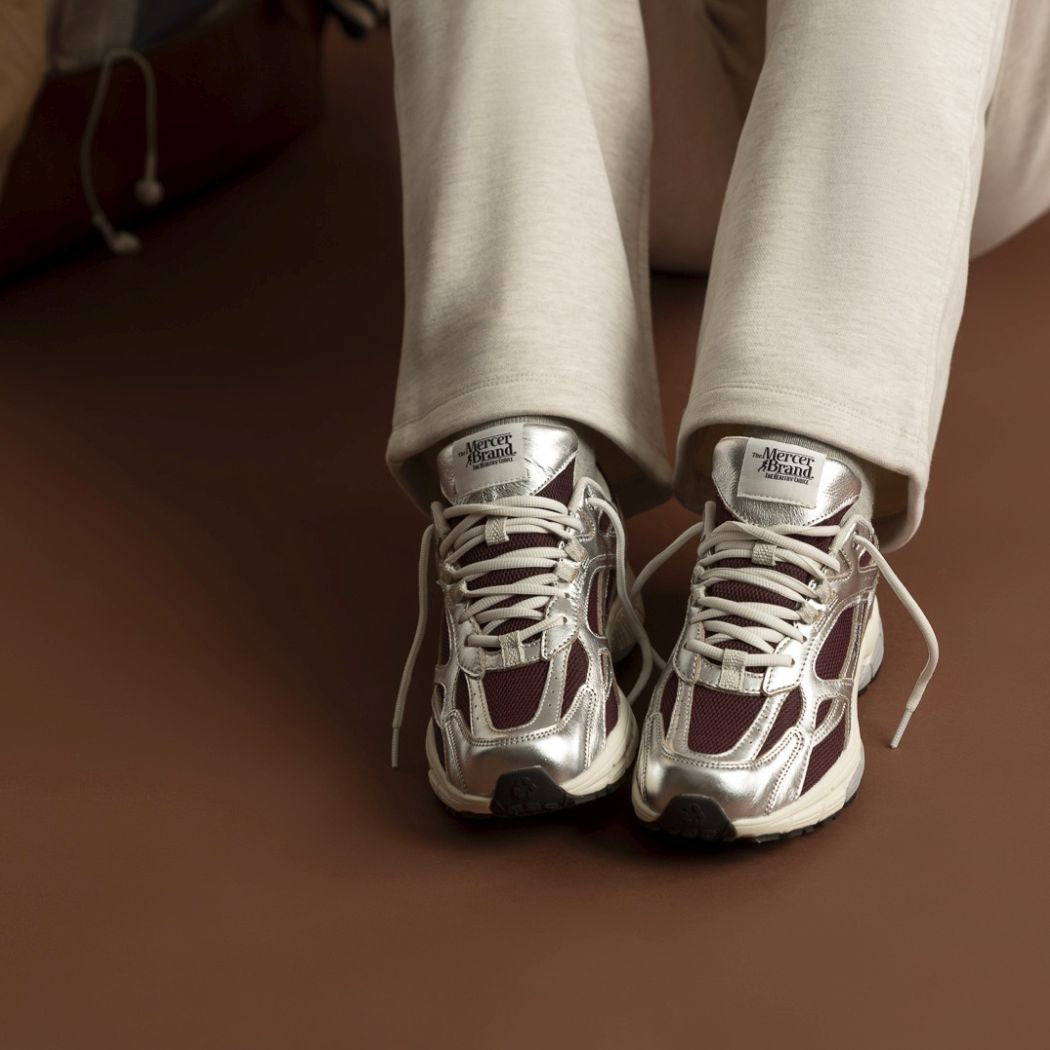 The Mercer Brand The Re-Run Pine Metallic Sneaker Zilver/Bordeaux