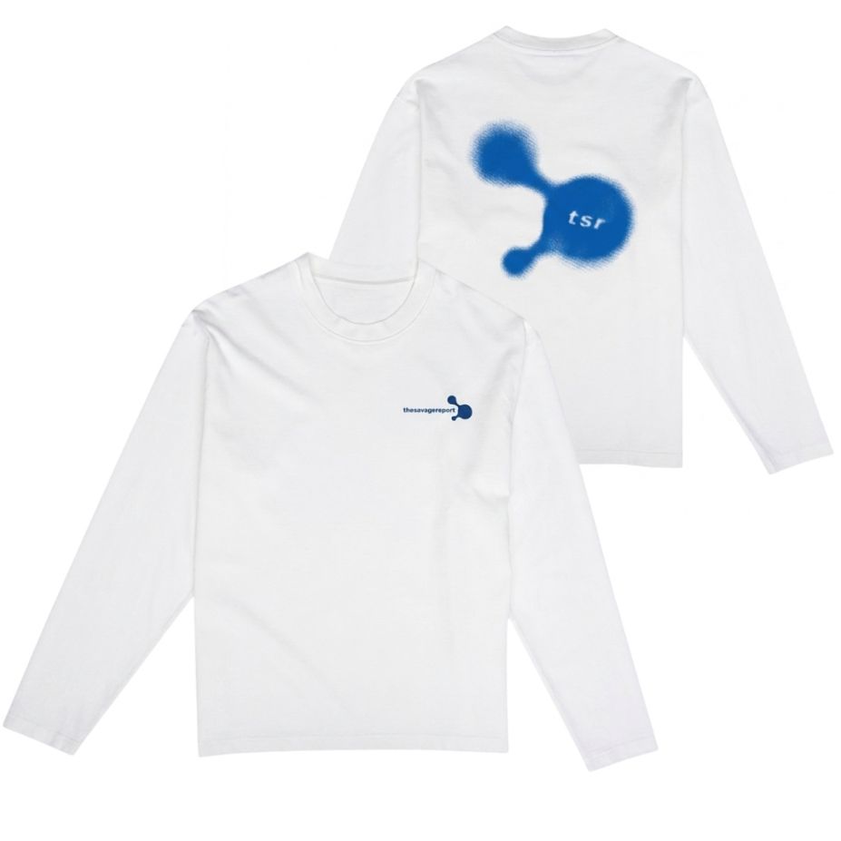 The Savage Report Blob Longsleeve T-shirt Off White/Blauw