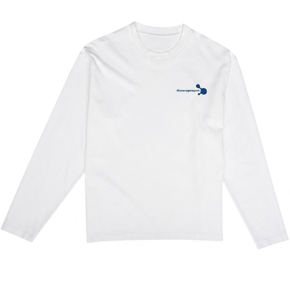 The Savage Report Blob Longsleeve T-shirt Off White/Blauw