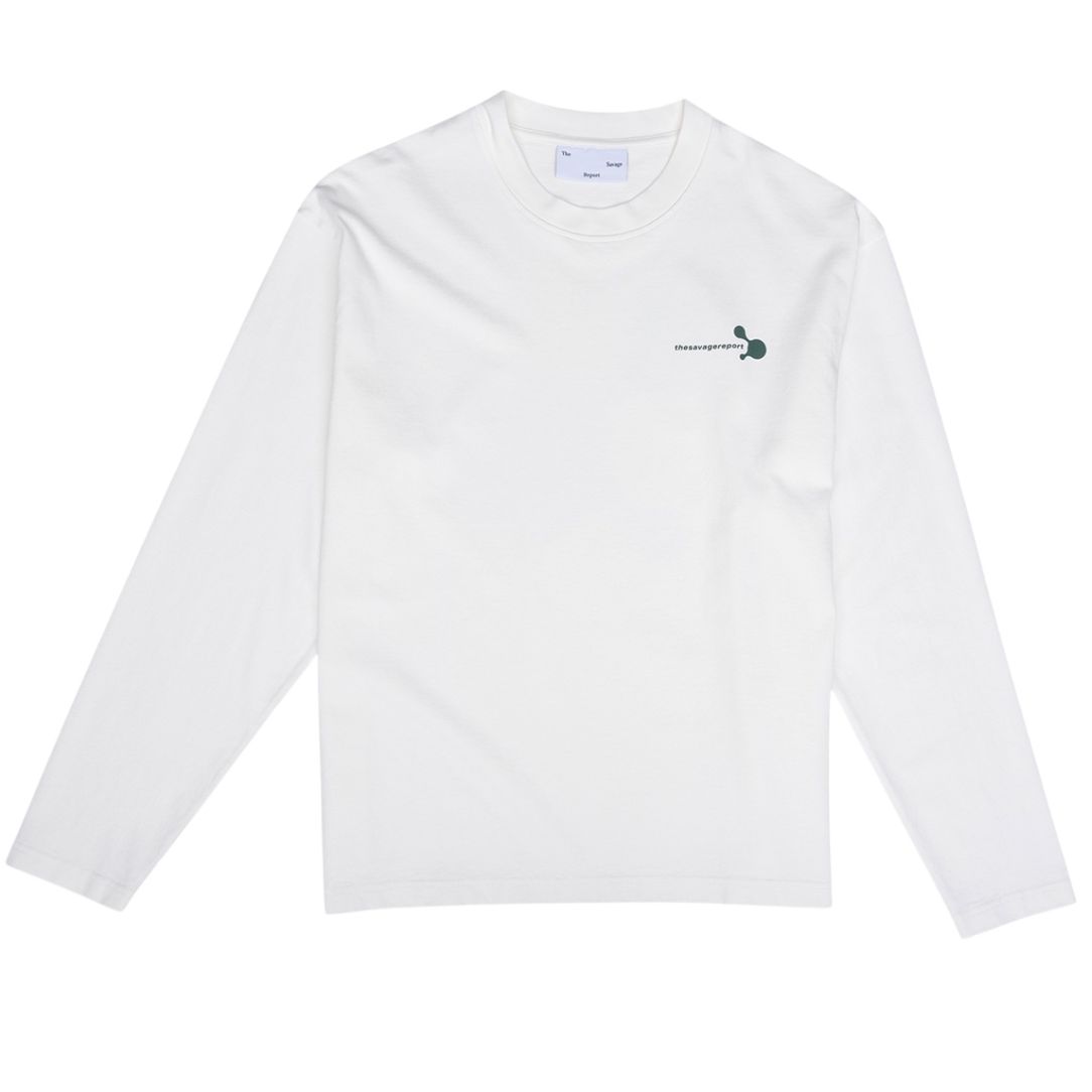 The Savage Report Blob Longsleeve T-shirt Off White/Groen