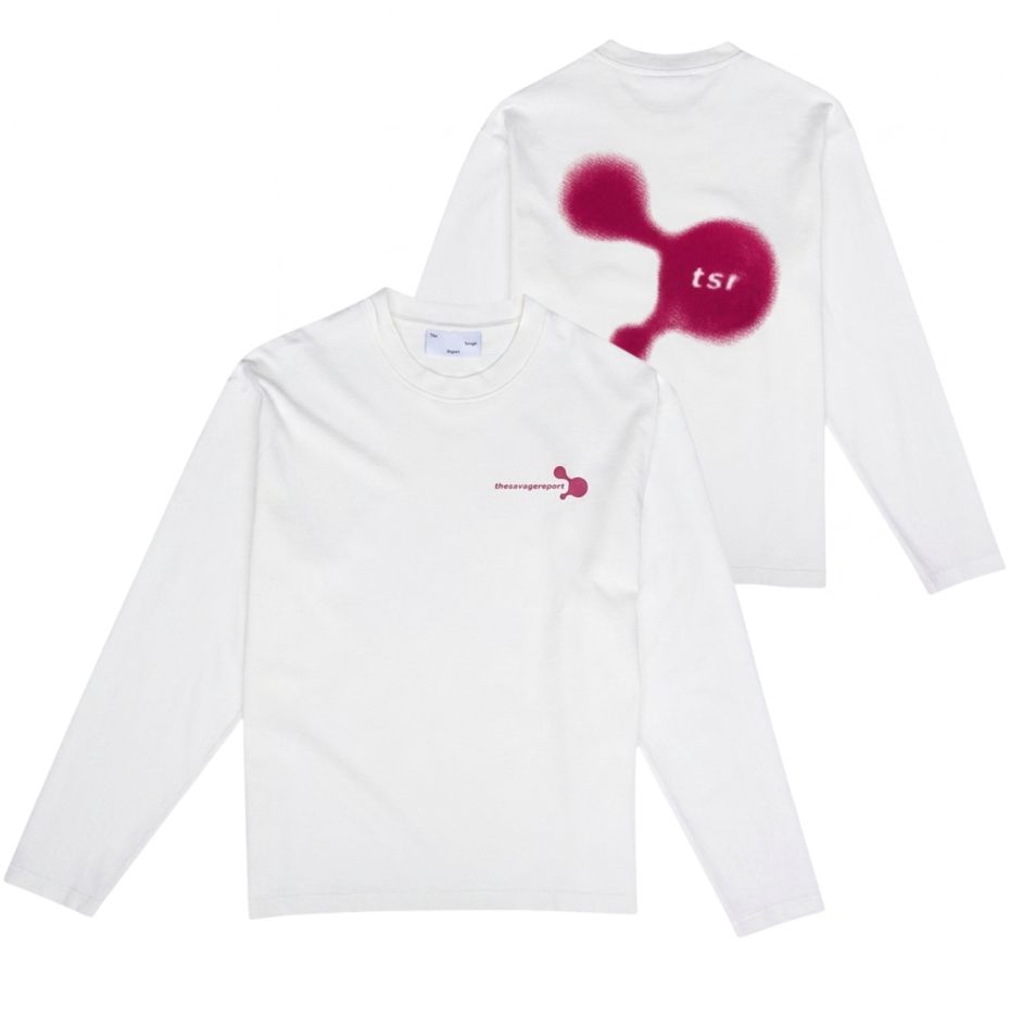 The Savage Report Blob Longsleeve T-shirt Off White/Roze
