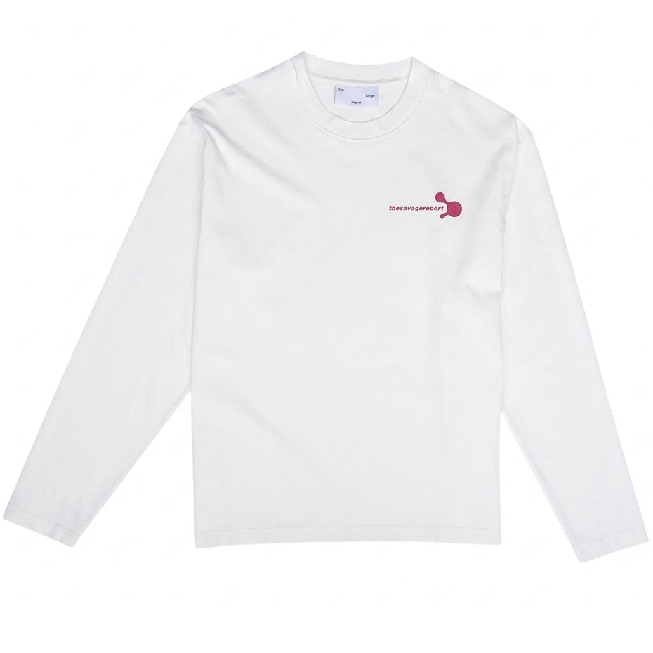 The Savage Report Blob Longsleeve T-shirt Off White/Roze