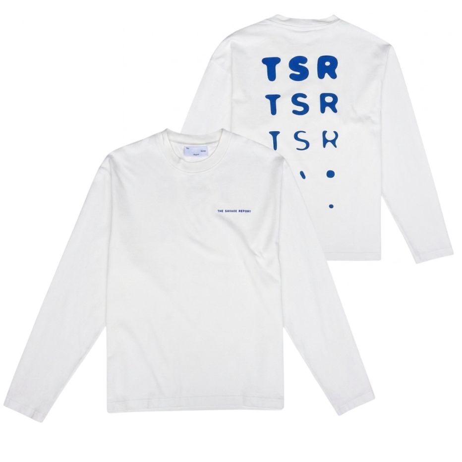 The Savage Report TSR Optic Longsleeve T-shirt Off White/Blauw