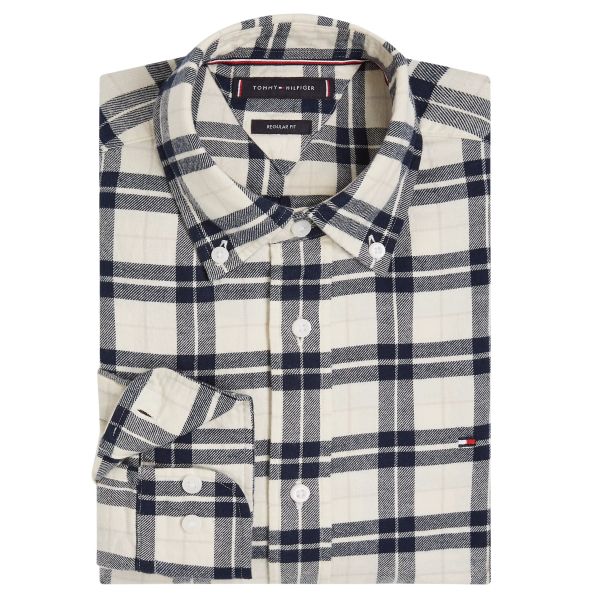 Tommy Hilfiger Brushed Easy Check Overhemd Off White