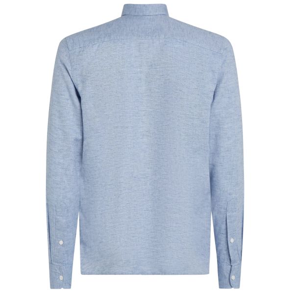 Tommy Hilfiger Brushed Linnen Solid Overhemd Licht Blauw