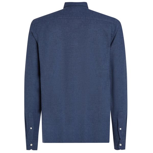 Tommy Hilfiger Brushed Linnen Solid Overhemd Navy
