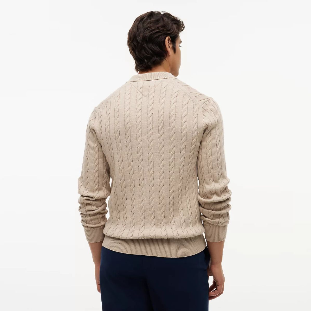 Tommy Hilfiger Classic Cotton Cable Longsleeve Polo Beige