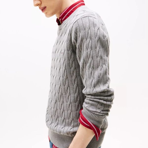 Tommy Hilfiger Classic Cotton Cable Sweater Grijs