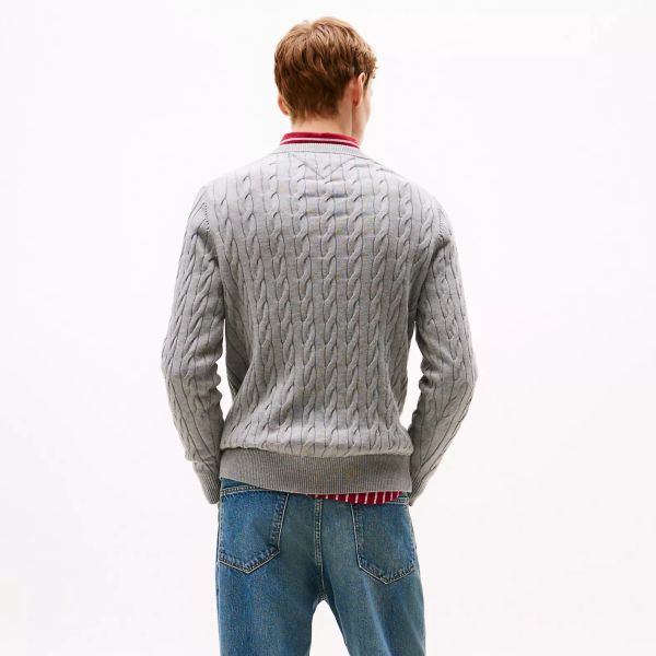 Tommy Hilfiger Classic Cotton Cable Sweater Grijs