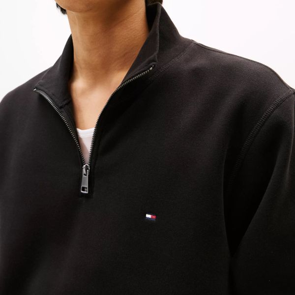 Tommy Hilfiger Essential Fleece Quarter Zip Sweater Zwart