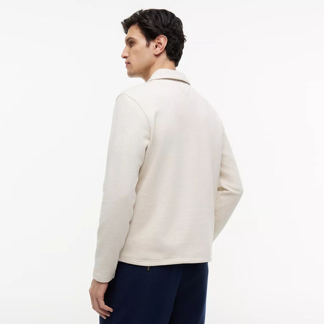 Tommy Hilfiger Essential Terry Pocket Quarter Zip Sweater Off White