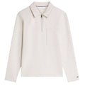Tommy Hilfiger Essential Terry Pocket Quarter Zip Sweater Off White