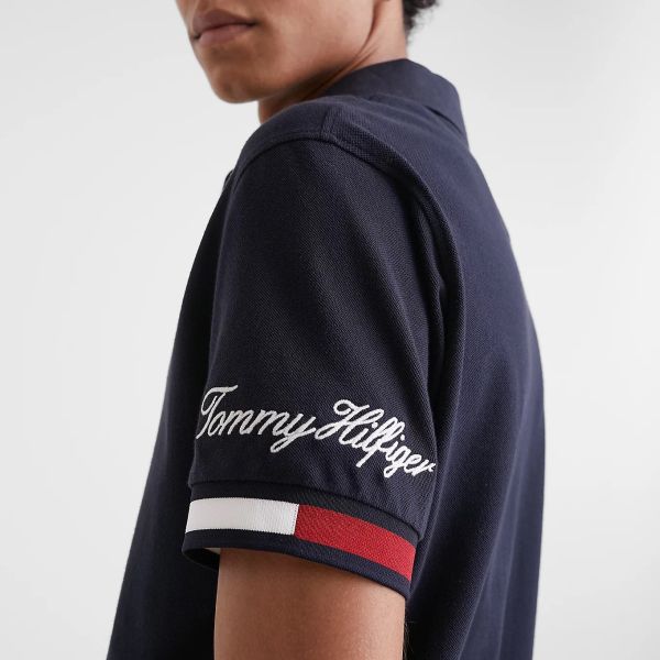 Tommy Hilfiger Flag Sleeve Slim Polo Navy