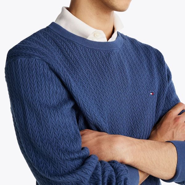 Tommy Hilfiger Herringbone Structure Sweater Blauw