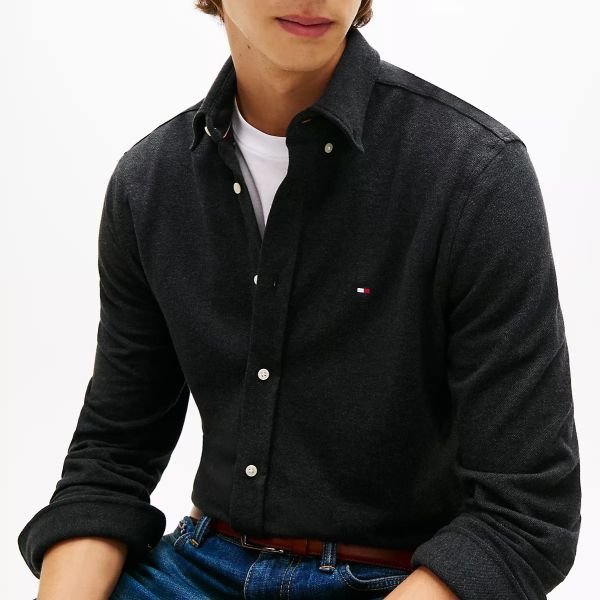 Tommy Hilfiger Knit Pique Feather Overhemd Zwart