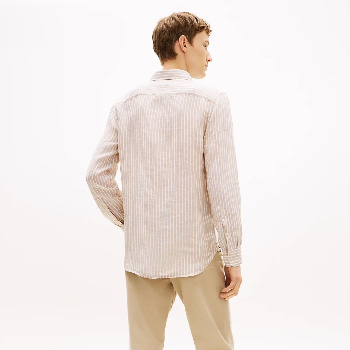 Tommy Hilfiger Linen Bengal Stripe Overhemd Beige