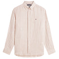 Tommy Hilfiger Linen Bengal Stripe Overhemd Beige